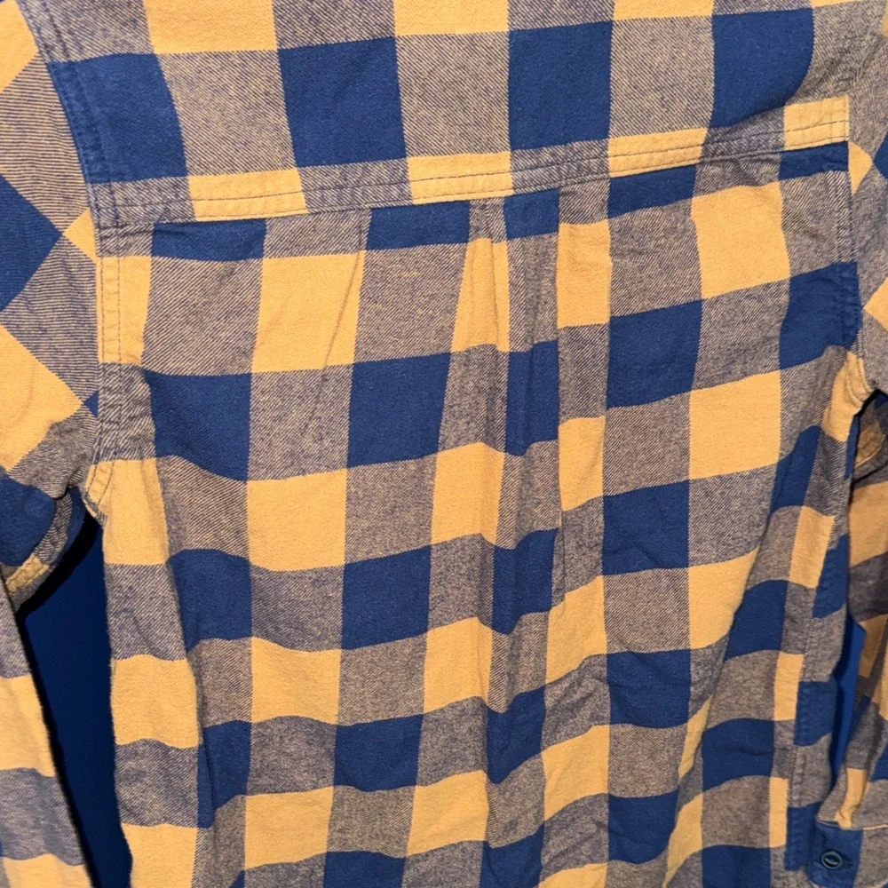 The Children's Place - Navy & Yellow Plaid Button-Down Shirt Size 10/12